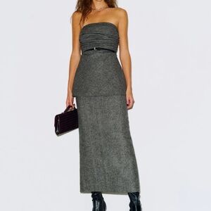 Reformation Lydia Skirt Charcoal Wool